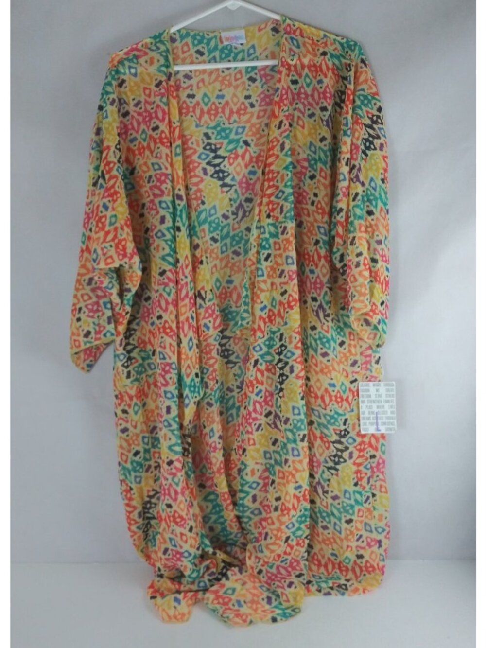 NWT Lularoe Shiley Kimono Duster Bright Colorful With Geometric Designs Large